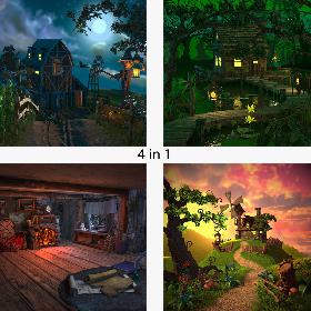 Collection of Cartoon Scenes 4in1